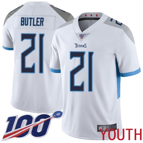 Tennessee Titans Limited White Youth Malcolm Butler Road Jersey NFL Football 21 100th Season Vapor Untouchable